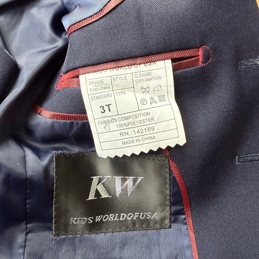 Boys Navy Blue Suit Jacket and Vest Size 3T Formal Easter Special Occasion - Picture 4 of 11
